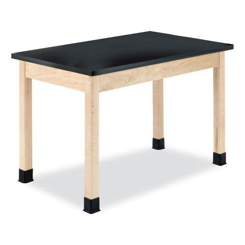 Classroom Science Table, 60w x 24d x 30h, Black ChemGuard High Pressure Laminate (HPL) Top, Maple Base-(DVWP7602BM30N)