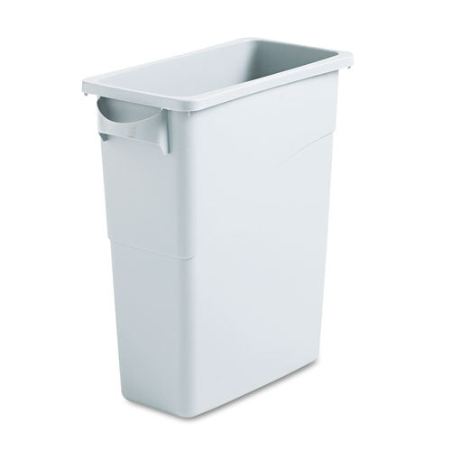 Slim Jim Waste Container with Handles, 15.9 gal, Plastic, Light Gray-(RCP1971258)