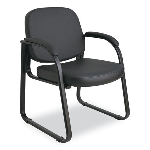 Alera Genaro Series Faux Leather Half-Back Sled Base Guest Chair, 25" x 24.80" x 33.66", Black Seat, Black Back, Black Base-(ALERL43C16)