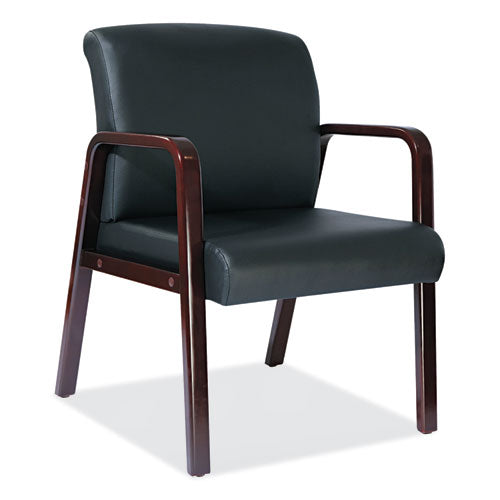 Alera Reception Lounge WL Series Guest Chair, 24.21" x 24.8" x 32.67", Black Seat, Black Back, Mahogany Base-(ALERL4319M)