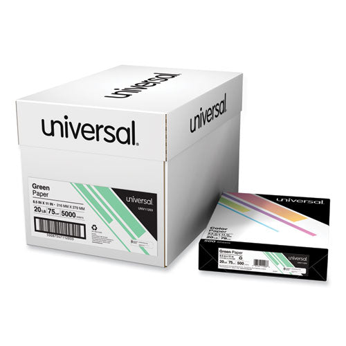 Deluxe Colored Paper, 20 lb Bond Weight, 8.5 x 11, Green, 500/Ream-(UNV11203)