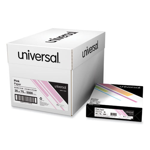 Deluxe Colored Paper, 20 lb Bond Weight, 8.5 x 11, Pink, 500/Ream-(UNV11204)