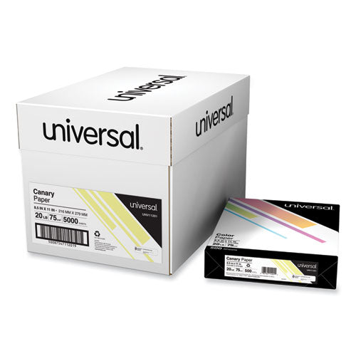 Deluxe Colored Paper, 20 lb Bond Weight, 8.5 x 11, Canary, 500/Ream-(UNV11201)