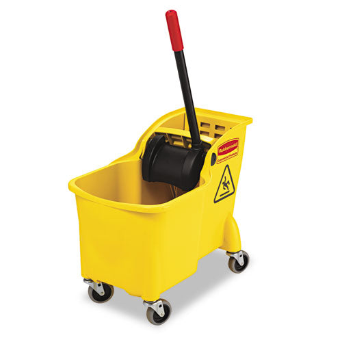 Tandem 31-Quart Bucket/Wringer Combo, Reverse, Yellow-(RCP738000YEL)