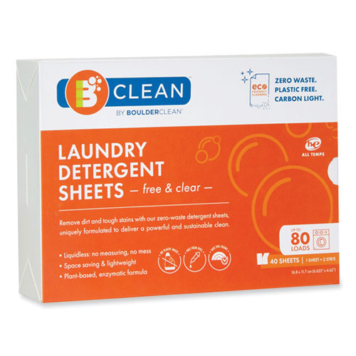 Laundry Detergent Sheets, Free and Clear, 40/Pack-(BCL607476EA)