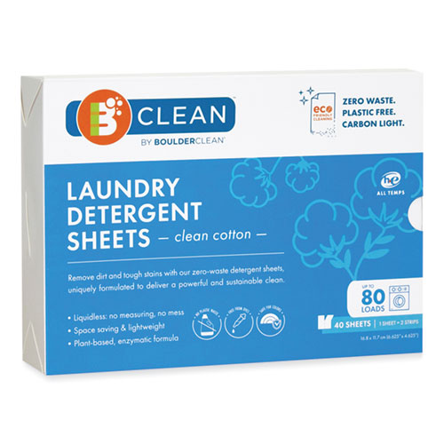 Laundry Detergent Sheets, Clean Cotton, 40/Pack-(BCL607490EA)