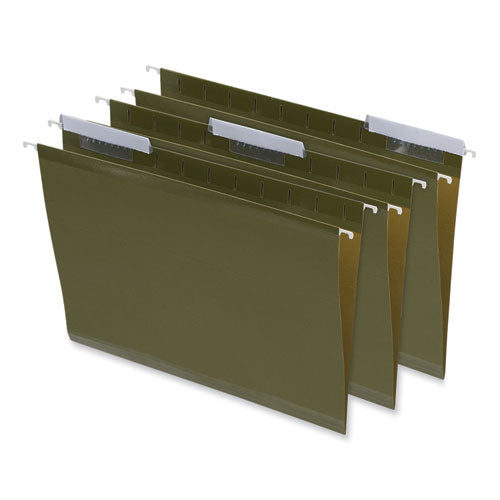 Deluxe Reinforced Recycled Hanging File Folders, Letter Size, 1/3-Cut Tabs, Standard Green, 25/Box-(UNV24113)