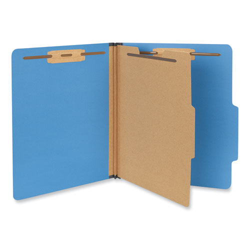 Bright Colored Pressboard Classification Folders, 2" Expansion, 1 Divider, 4 Fasteners, Letter Size, Cobalt Blue, 10/Box-(UNV10201)