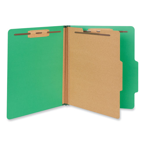 Bright Colored Pressboard Classification Folders, 2" Expansion, 1 Divider, 4 Fasteners, Letter Size, Emerald Green, 10/Box-(UNV10202)