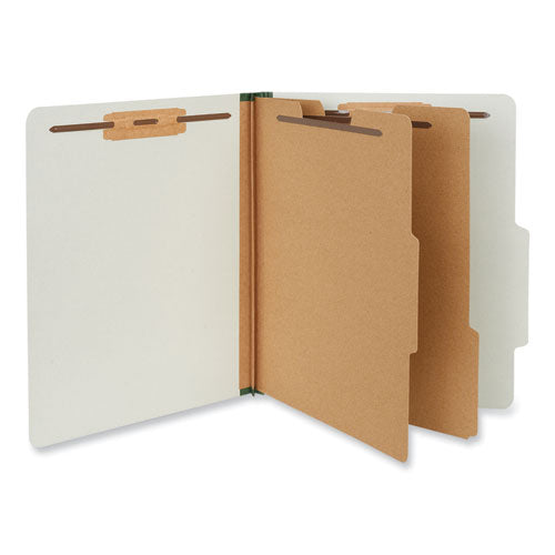 Six-Section Pressboard Classification Folders, 2" Expansion, 2 Dividers, 6 Fasteners, Letter Size, Gray Exterior, 10/Box-(UNV10272)