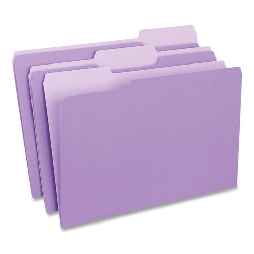 Deluxe Colored Top Tab File Folders, 1/3-Cut Tabs: Assorted, Legal Size, Violet/Light Violet, 100/Box-(UNV10525)