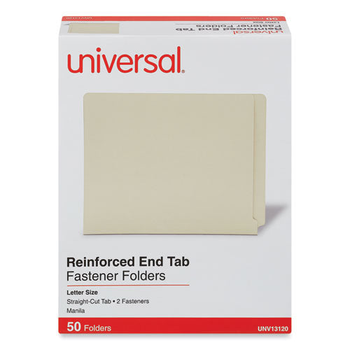 Reinforced End Tab Fastener Folders, 0.75" Expansion, 2 Fasteners, Letter Size, Manila Exterior, 50/Box-(UNV13120)