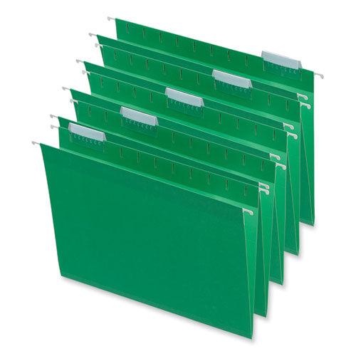 Deluxe Bright Color Hanging File Folders, Letter Size, 1/5-Cut Tabs, Bright Green, 25/Box-(UNV14117)