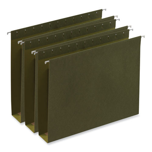 Box Bottom Hanging File Folders, 2" Capacity, Letter Size, 1/5-Cut Tabs, Standard Green, 25/Box-(UNV14142)