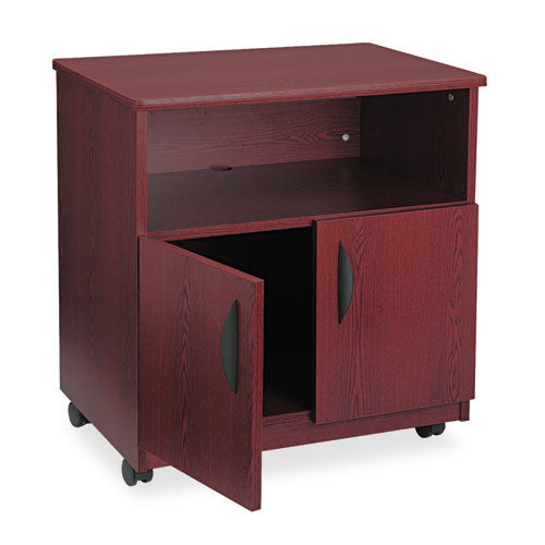 Mobile Machine Stand, Open Compartment, Engineered Wood, 3 Shelves, 200 lb Capacity, 28" x 19.75" x 30.5", Mahogany-(SAF1850MH)