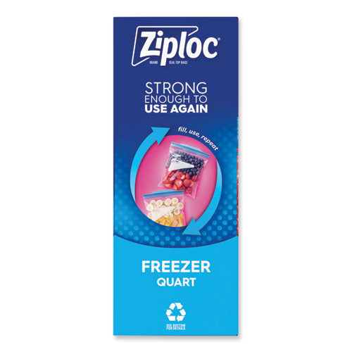 Double Zipper Freezer Bags, 1 qt, 2.7 mil, 6.97" x 7.7", Clear, 38 Bags/Box, 9 Boxes/Carton-(SJN314444)