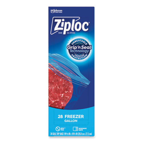 Zipper Freezer Bags, 1 gal, 2.7 mil, 9.6" x 12.1", Clear, 28 Bags/Box, 9 Boxes/Carton-(SJN314445)