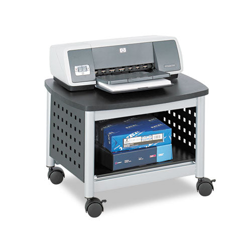 Scoot Under-Desk Printer Stand, Metal, 2 Shelves, 100 lb Capacity, 20.25" x 16.5" x 14.5", Black/Silver-(SAF1855BL)