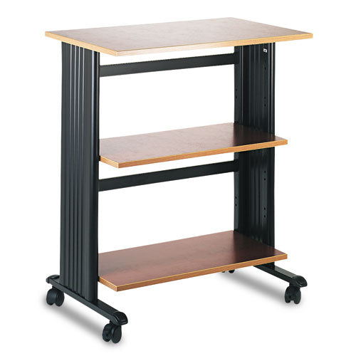 Muv Three Level Machine Cart/Printer Stand, Engineered Wood, 3 Shelves, 29.5" x 20" x 35", Cherry/Black-(SAF1881CY)