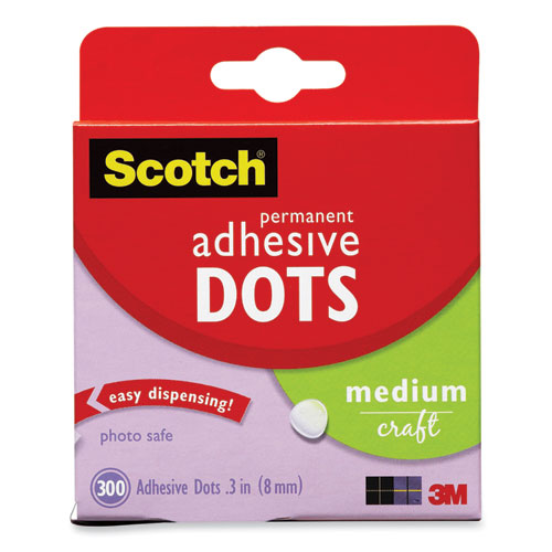 Mounting Adhesive Dots, 0.3" dia, Transparent, 300/Pack-(MMM70005077485)