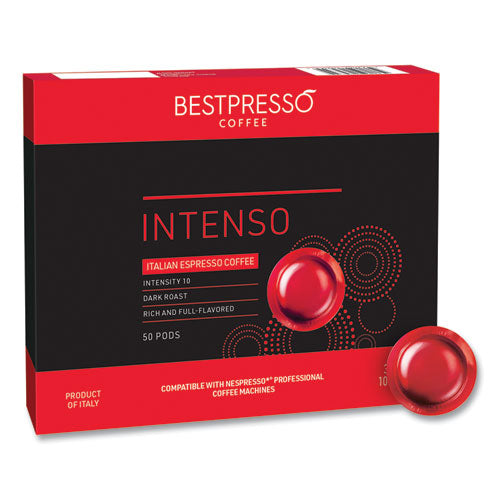 Nespresso Professional Intenso Coffee Pods, Intenso, 0.21 oz, 50/Box-(BPSBST18966)