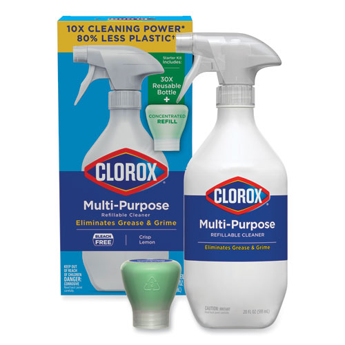 Clorox Multipurpose Degreaser Cleaner Refillable Starter Kit, Crisp Lemon Scent-(CLO60160)
