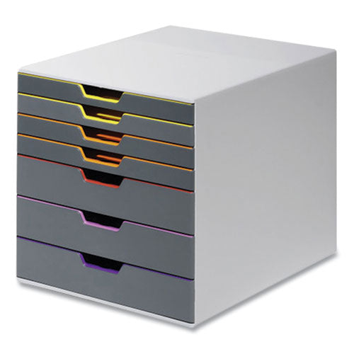 VARICOLOR Stackable Plastic Drawer Box, 7 Drawers, Letter to Folio Size Files, 11.5" x 14" x 11", Gray-(DBL760727)