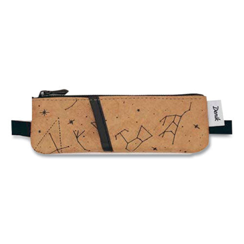 Constellation Zipper Vegan Leather Notebook Pouch, 2 x 6.5, Brown/Black-(DNKNBPOUCH573)