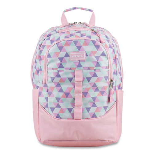 Geometric Backpack, Fits Device Up to 15.9", 12.5 x 7.63 x 18, Pink/Purple-(FUE119250STCL6)
