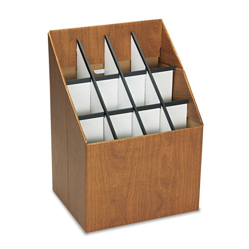 Corrugated Roll Files, 12 Compartments, 15w x 12d x 22h, Woodgrain-(SAF3079)
