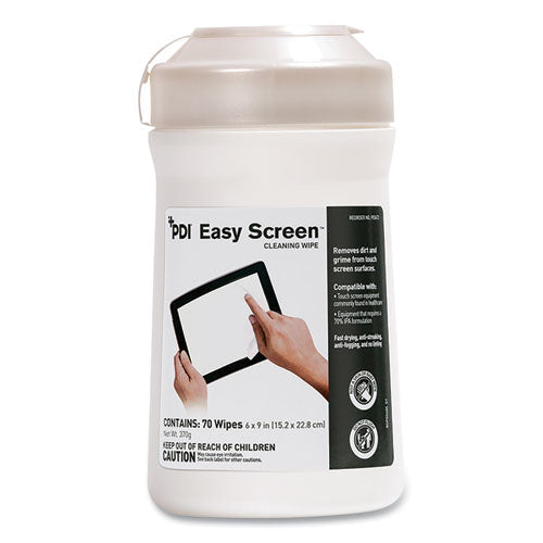 PDI Easy Screen Cleaning Wipes, 1-Ply, 9 x 6, Unscented, White, 70/Pack-(PDIP03672)