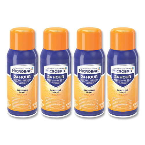 24-Hour Disinfecting Sanitizing Spray, Travel Size, Citrus Scent, 2.8 oz Aerosol Spray, 4/Pack-(PGC02911)
