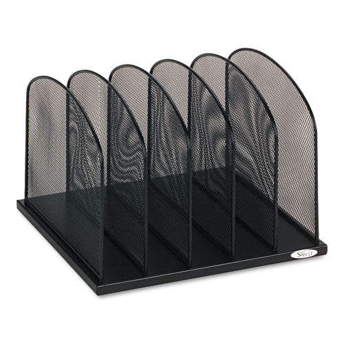 Onyx Mesh Desk Organizer with Upright Sections, 5 Sections, Letter to Legal Size Files, 12.5" x 11.25" x 8.25", Black-(SAF3256BL)