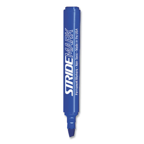 StrideMark Tank Permanent Marker, Broad Chisel Tip, Blue, 12/Pack-(STW22002)