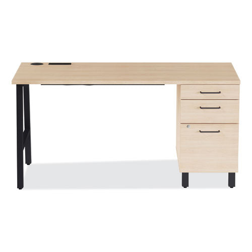 Essentials Single-Pedestal Writing Desk with Integrated Power Management, 59.8" x 29.9" x 29.7", Natural Wood/Black-(UOS60419CC)
