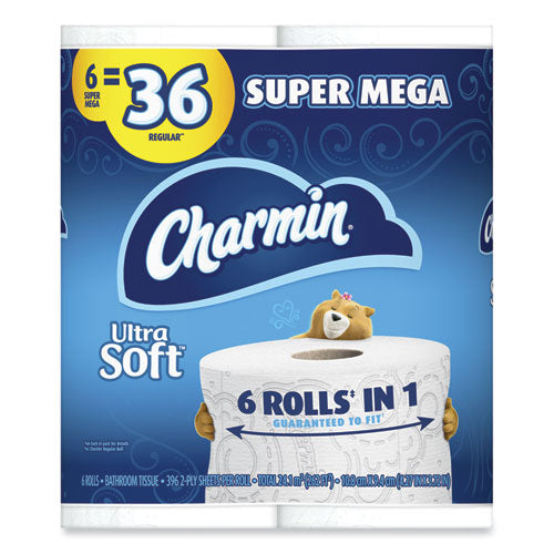 Ultra Soft Bathroom Tissue, Super Mega Roll, Septic Safe, 2-Ply, White, 396 Sheets/Roll, 18 Rolls/Carton-(PGC48840)
