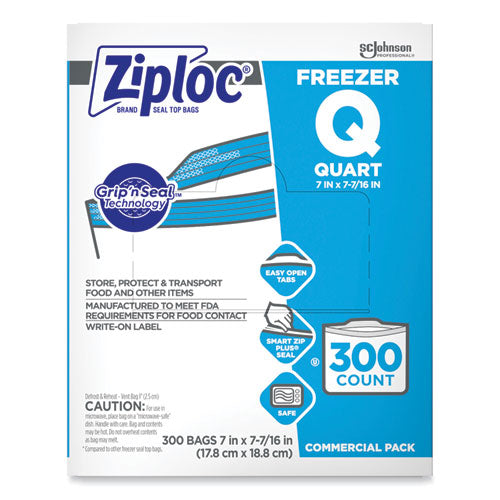 Double Zipper Freezer Bags, 1 qt, 2.7 mil, 7" x 7.75", Clear, 300/Carton-(SJN696187)