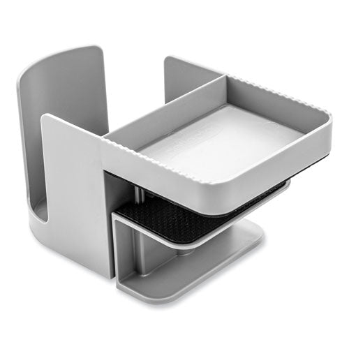 Standing Desk Cup Holder Organizer, Two Sections, 3.94 x 7.04 x 3.54, Gray-(DEF400000)