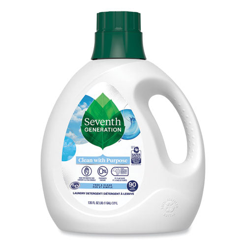 Natural Liquid Laundry Detergent, Fragrance Free, 135 oz Bottle, 4/Carton-(SEV45065CT)