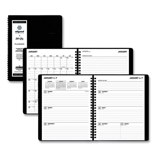 Aligned Weekly/Monthly Notes Planner, 8.75 x 7, Black Cover, 12-Month (Jan to Dec): 2023-(BLS123850)