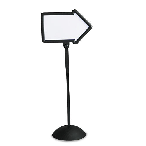 WriteWay Double-Sided Magnetic Dry Erase Standing Message Sign, Arrow, 64.25" Tall Black Stand, 25.5 x 17.75 White Face-(SAF4173BL)