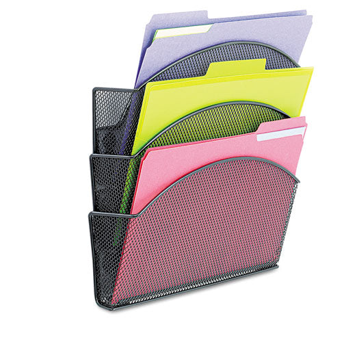 Onyx Magnetic Mesh Panel Accessories, 3 File Pocket, 13 x 4.25 x 13.5. Black-(SAF4175BL)