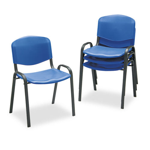 Stacking Chair, Supports Up to 250 lb, 18" Seat Height, Blue Seat, Blue Back, Black Base, 4/Carton-(SAF4185BU)
