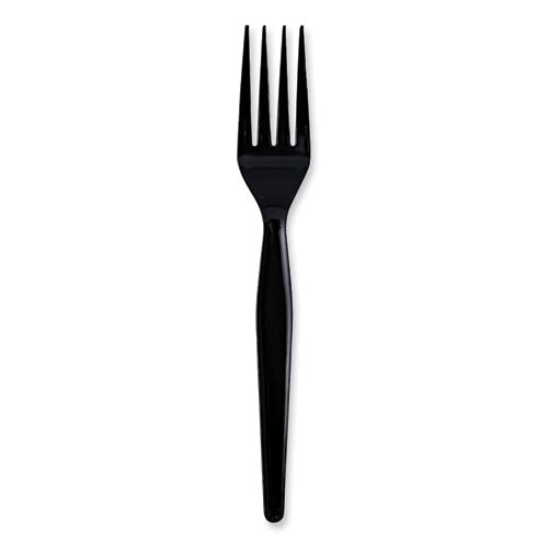 Heavyweight Wrapped Polystyrene Cutlery, Fork, Black, 1,000/Carton-(BWKFORKHWPSBIW)