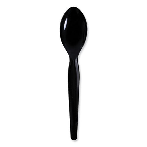 Heavyweight Wrapped Polystyrene Cutlery, Teaspoon, Black, 1,000/Carton-(BWKTSHWPSBIW)