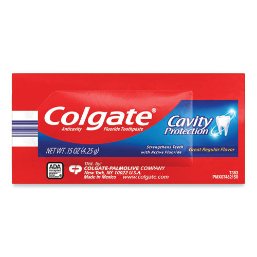 Cavity Protection Toothpaste, Regular Flavor, 0.15 oz Sachet, 1,000/Carton-(CPC50130)