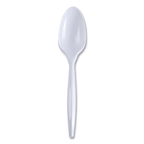 Mediumweight Wrapped Polypropylene Cutlery, Teaspoon, White, 1,000/Carton-(BWKSPOONIW)