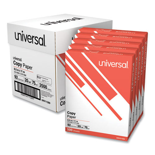 Copy Paper Convenience Carton, 92 Bright, 20 lb Bond Weight, 8.5 x 11, White, 500 Sheets/Ream, 5 Reams/Carton-(UNV11289)
