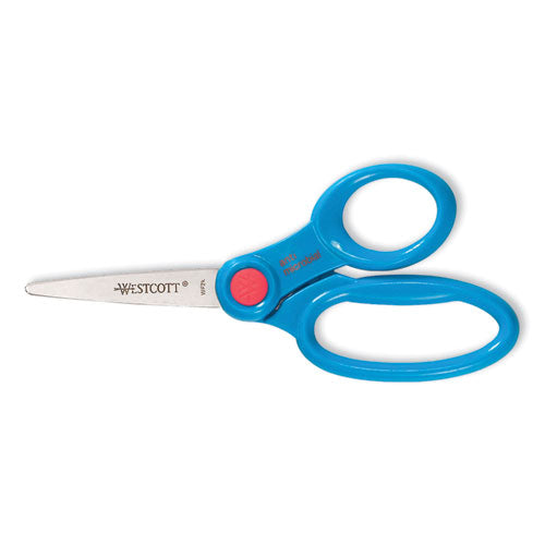 Kids Scissors with Antimicrobial Protection, Pointed Tip, 5" Long, 2" Cut Length, Randomly Assorted Straight Handles-(ACM14607)