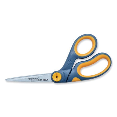Non-Stick Titanium Bonded Scissors, 8" Long, 3.25" Cut Length, Gray/Yellow Bent Handle-(ACM14850)